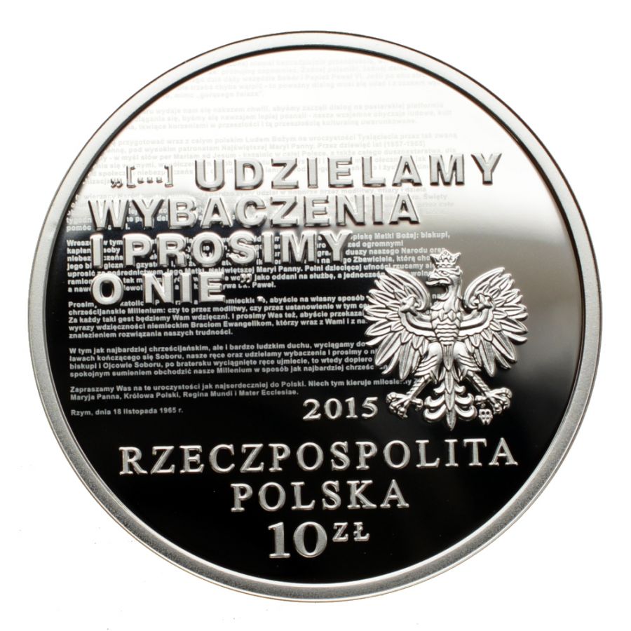 10 złotych - 50. rocznica wystosowania orędzia biskupów polskich do niemieckich